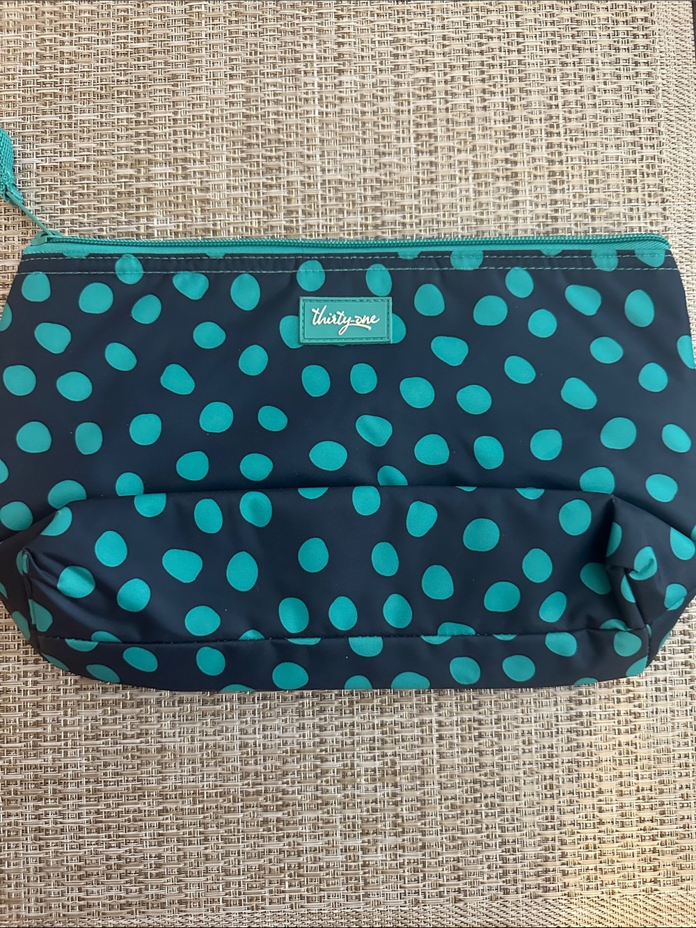 Thirty-One Teal Polka Dot Insulated Pouch